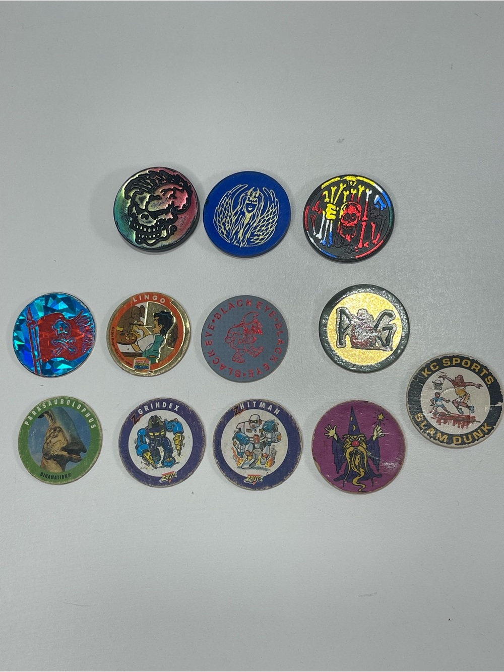 Vintage 90's Lot of 12 Pogs Slammer Mix Skulls
